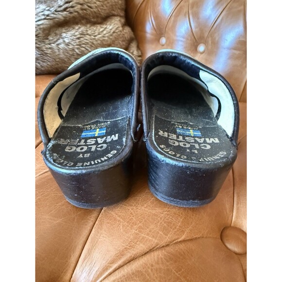 Sven Clog Master Women Eu 41 Green Leather Woven Accent Shoes Wooden Slip On - Picture 6 of 11